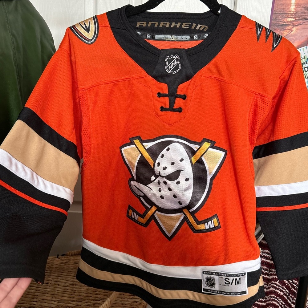 NHL Anaheim Ducks Black and Orange Jersey